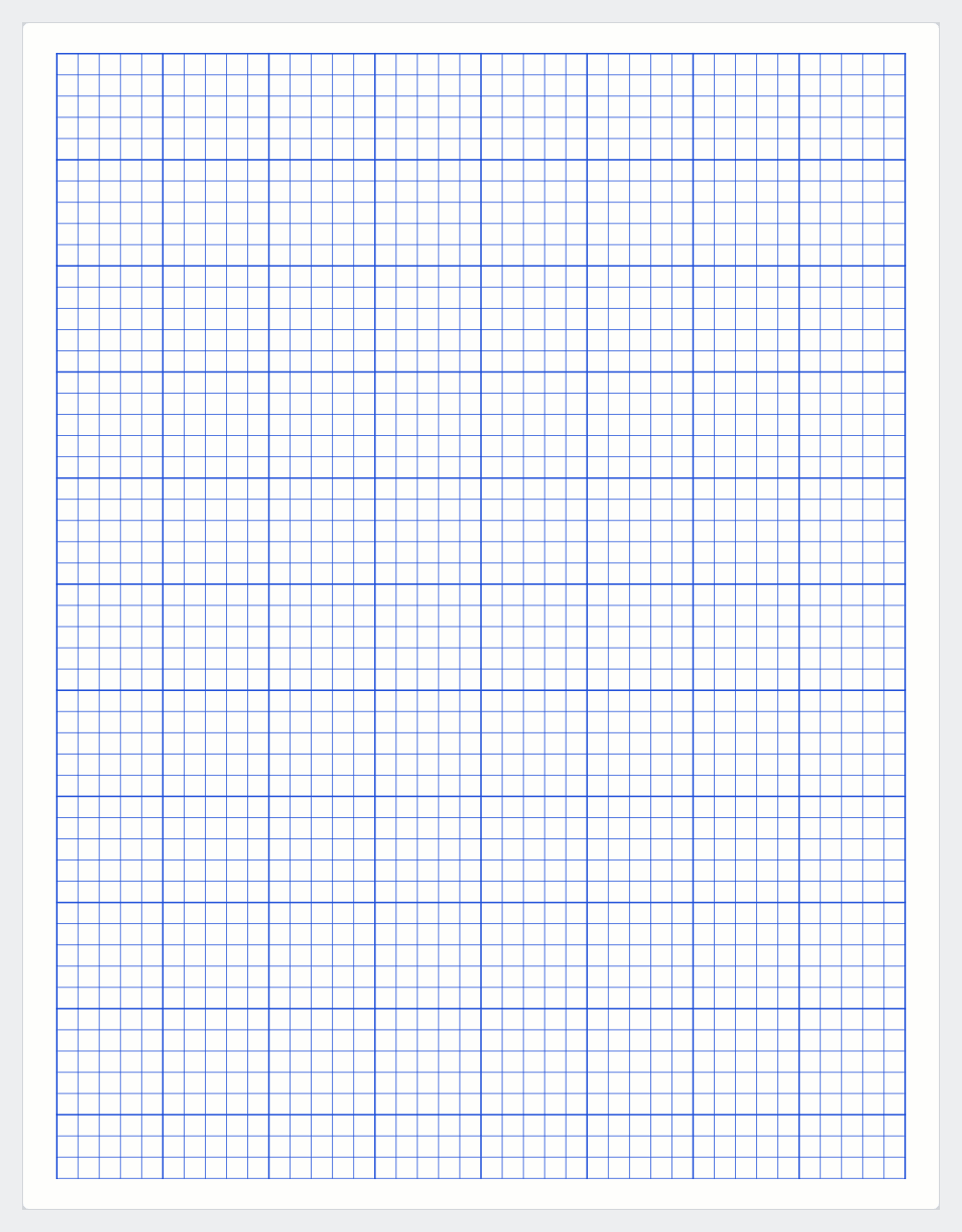 A sheet of graph paper: 5 mm grid.