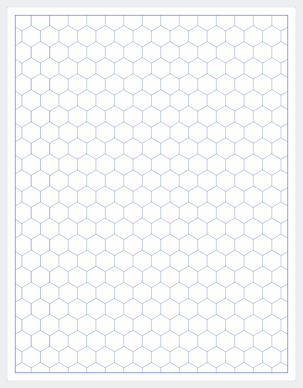 A sheet of hexagonal paper: 8 mm hex lattice.